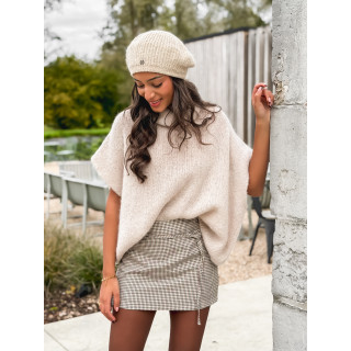 Jupe courte à carreaux Alzya - Beige