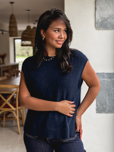 Pull sans manches Catherina - Bleu marine Pull sans manches Catherina - Bleu marine