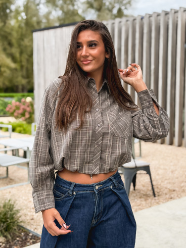 Chemise à carreaux Mélorine - Taupe
