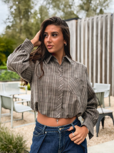 Chemise à carreaux Mélorine - Taupe