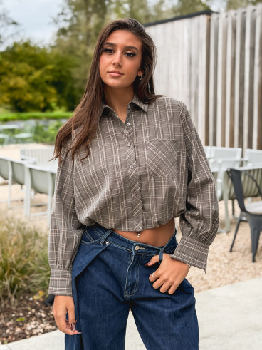 Chemise à carreaux Mélorine - Taupe