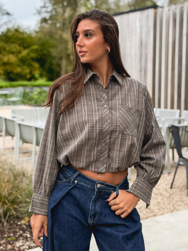 Chemise à carreaux Mélorine - Taupe