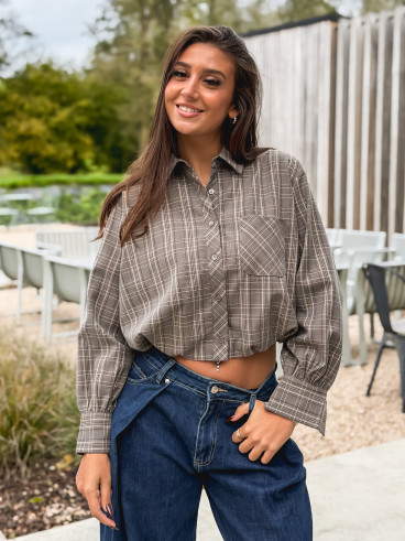 Chemise à carreaux Mélorine - Taupe