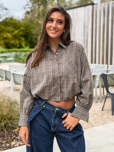 Chemise à carreaux Mélorine - Taupe