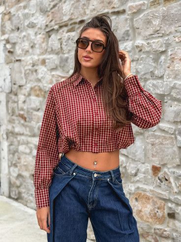 Chemise à carreaux Élinora - Bordeaux