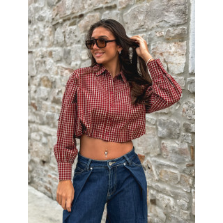 Chemise à carreaux Élinora - Bordeaux