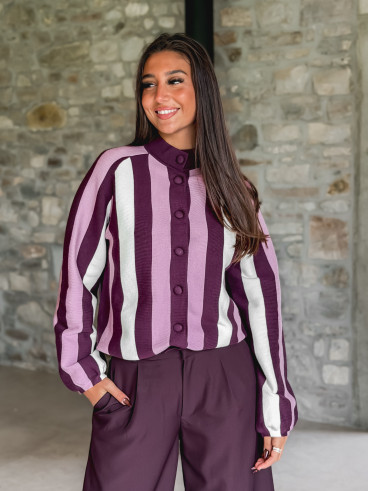 Gilet ligné Cécilia - Bordeaux