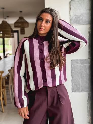 Gilet ligné Cécilia - Bordeaux