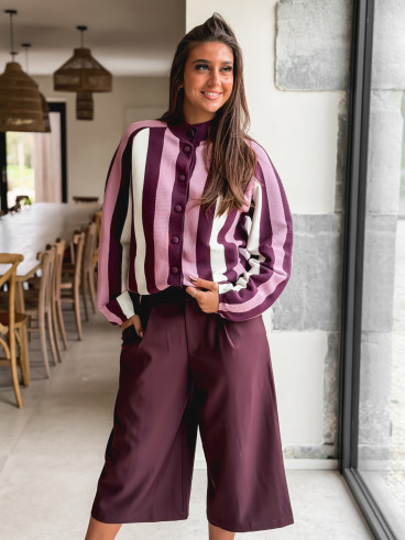 Gilet ligné Cécilia - Bordeaux