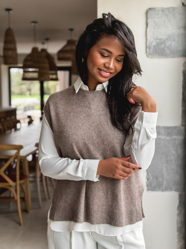 Pull sans manches Catherina - Taupe