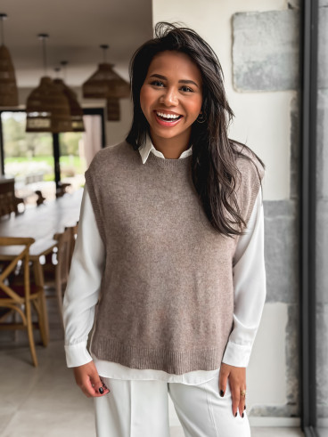 Pull sans manches Catherina - Taupe