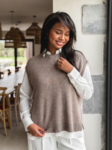 Pull sans manches Catherina - Taupe
