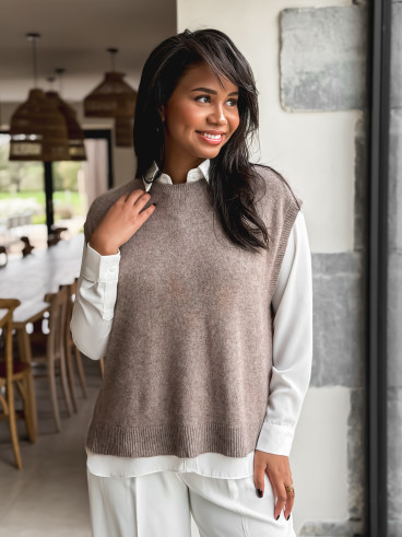 Pull sans manches Catherina - Taupe
