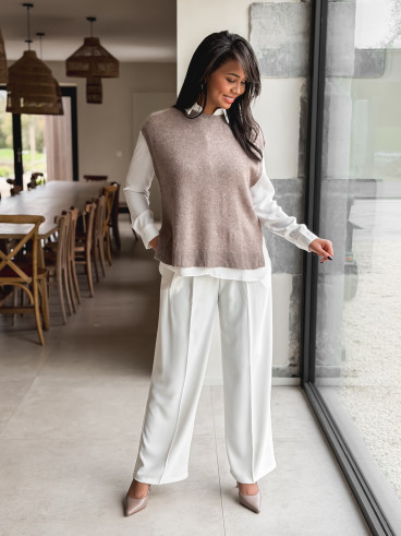 Pull sans manches Catherina - Taupe