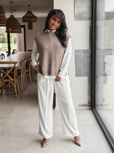 Pull sans manches Catherina - Taupe