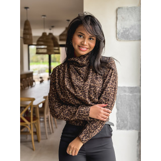 Blouse léopard Nastia - Taupe/Noir
