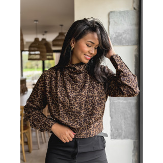 Blouse léopard Nastia - Taupe/Noir