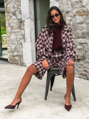 Veste à carreaux Julia - Bordeaux/Gris