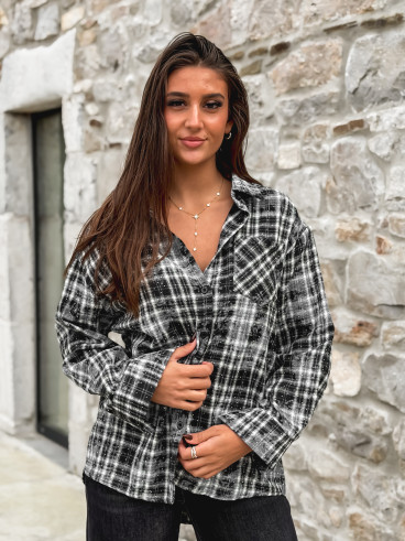 Chemise à carreaux Alida - Noir