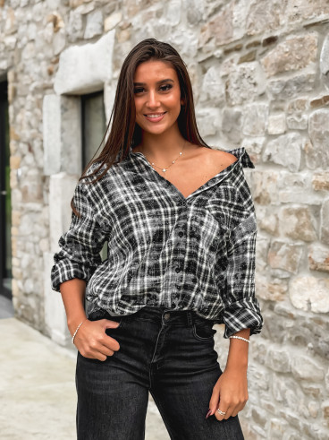 Chemise à carreaux Alida - Noir