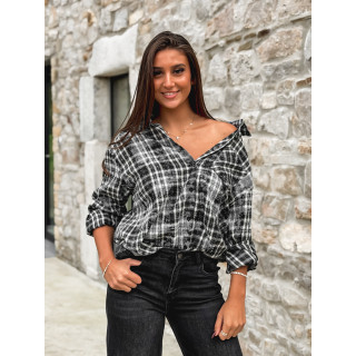 Chemise à carreaux Alida - Noir