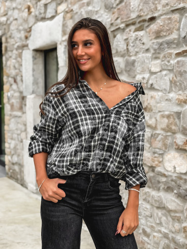 Chemise à carreaux Alida - Noir