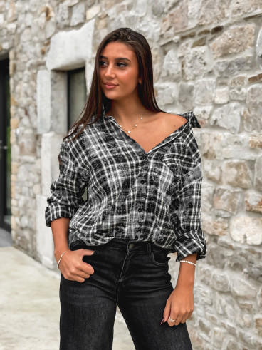 Chemise à carreaux Alida - Noir