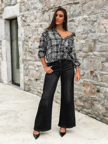 Chemise à carreaux Alida - Noir