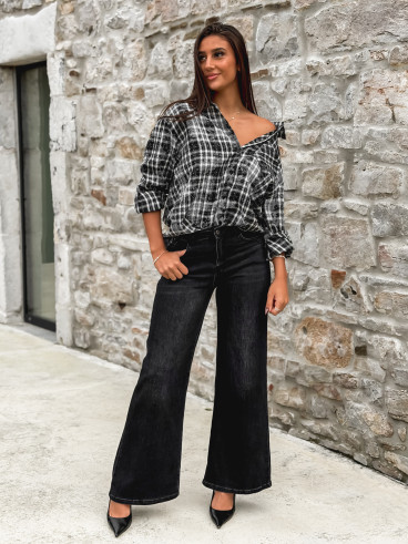 Chemise à carreaux Alida - Noir