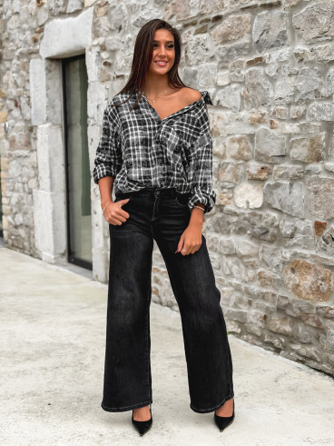 Chemise à carreaux Alida - Noir