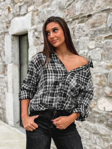Chemise à carreaux Alida - Noir