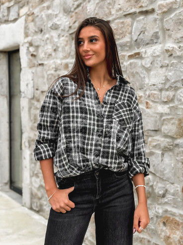 Chemise à carreaux Alida - Noir