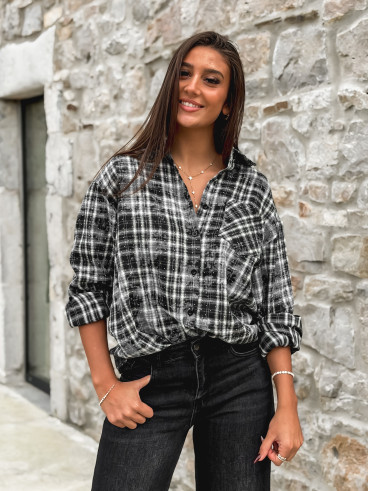 Chemise à carreaux Alida - Noir