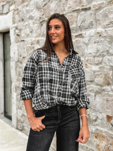 Chemise à carreaux Alida - Noir