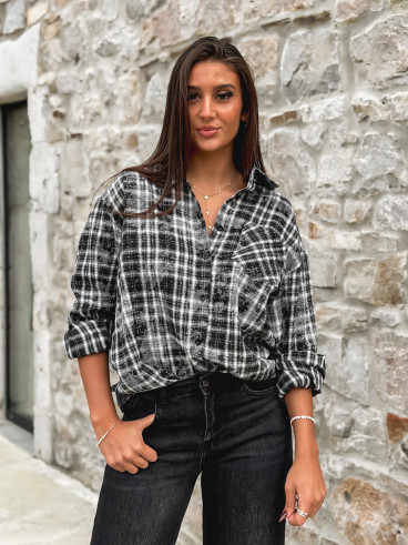 Chemise à carreaux Alida - Noir