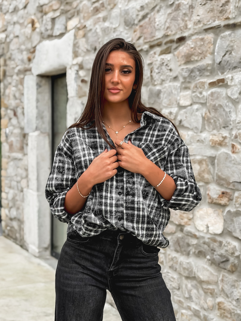 Chemise à carreaux Alida - Noir