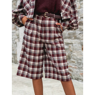 Bermuda à carreaux julia- Bordeaux