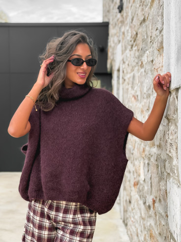 Pull col roulé Merve - Cerise noir