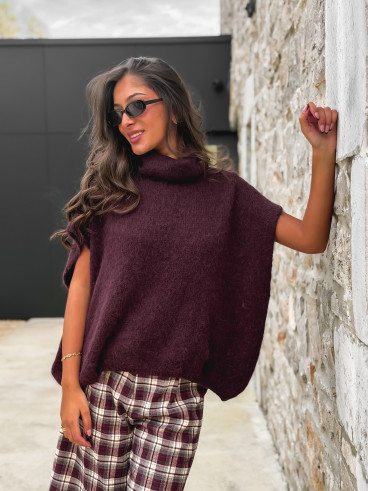 Pull col roulé Merve - Cerise noir