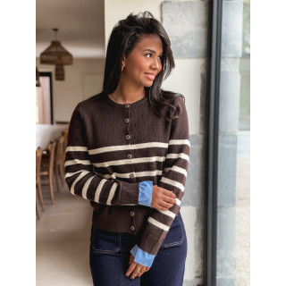 Gilet ligné Hidaya - Chocolat