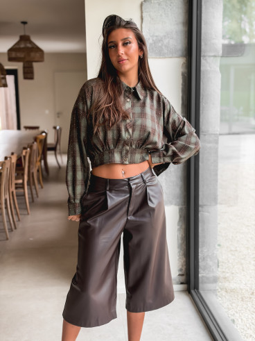 Chemise à carreaux Isaure - Kaki