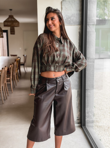 Chemise à carreaux Isaure - Kaki