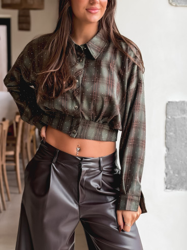 Chemise à carreaux Isaure - Kaki