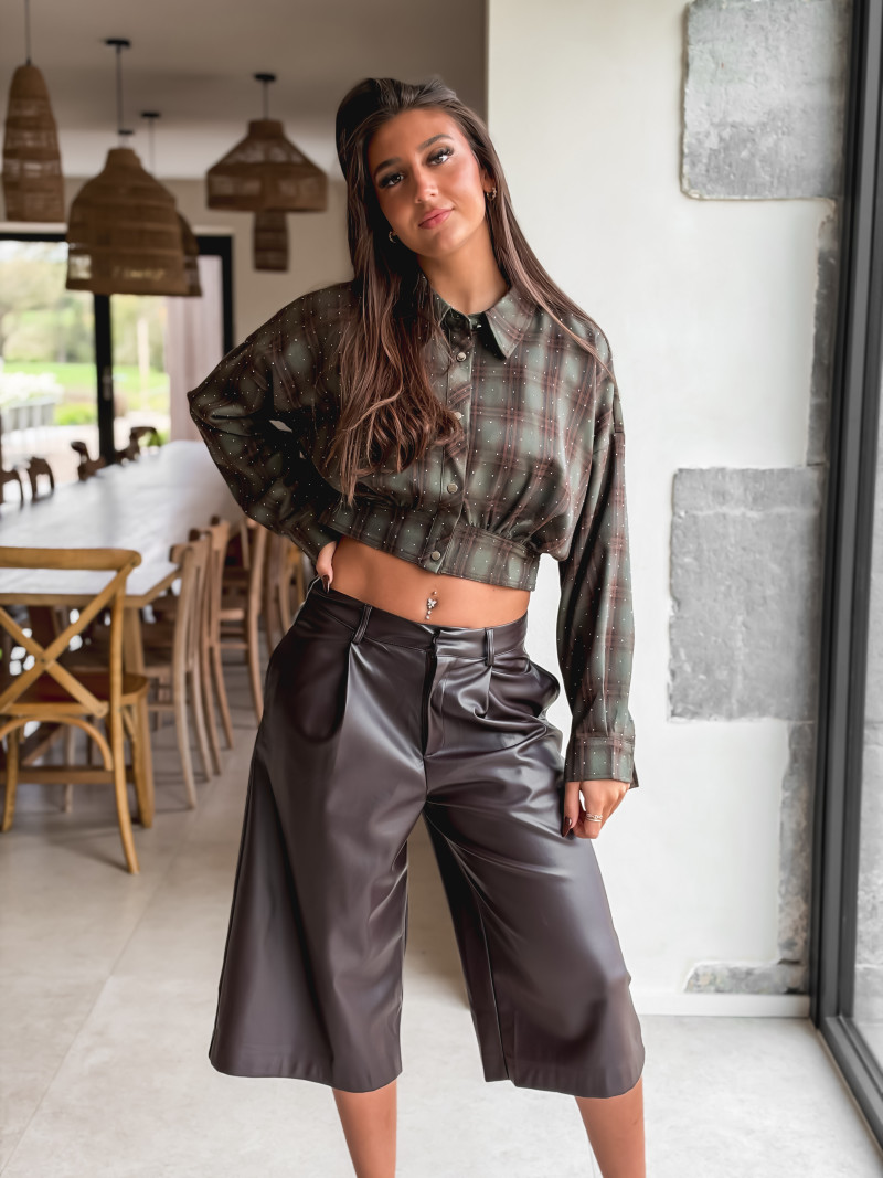 Chemise à carreaux Isaure - Kaki