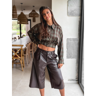 Chemise à carreaux Isaure - Kaki