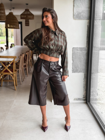 Chemise à carreaux Isaure - Kaki