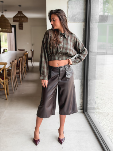 Chemise à carreaux Isaure - Kaki