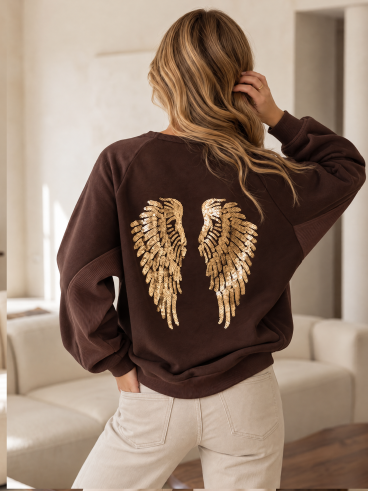 Pull Chloé - Chocolat/Doré